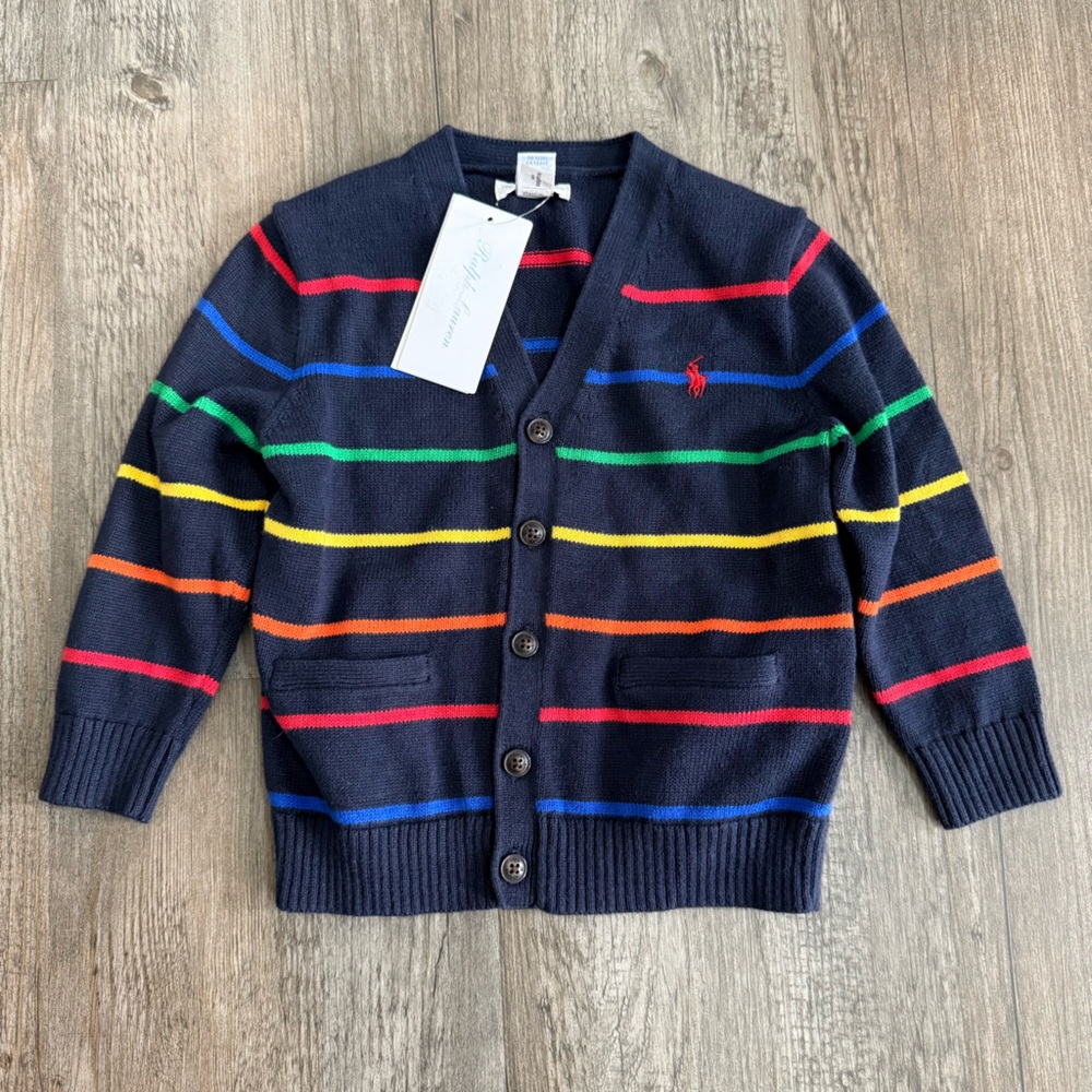Ralph Lauren Multicolor Striped Navy Cardigan